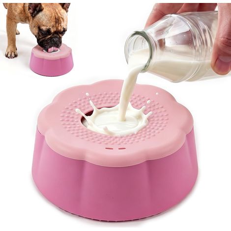 Slow Feeder Gamelle à lécher avec boule roulante pour tous les chiens Rose (1/5)
