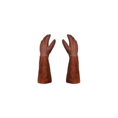 Gants De Jardinage - Cuir De Vachette Fendu - Protection Contre Épines Et Ronces - Manchette Longue - Taille M (1/5)