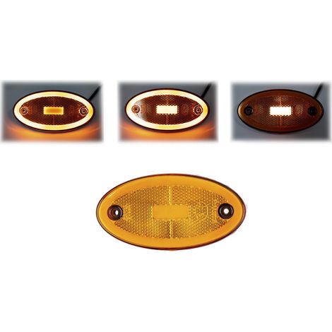 LED-Positionsleuchte, 116 mm x 60 mm, Orange/Gelb, Neon-Effekt, drei Funktionen, 12–24 V