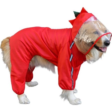 Impermeabile per cani con impronte di zampe. Cappotto impermeabile per cani, ideale per passeggiate all'aperto. Con cappuccio. 24 x 16 cm. (1/5)