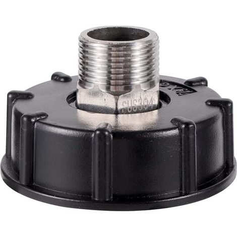 Adattatore per serbatoio IBC S60X6 filettatura grossa con raccordo maschio in acciaio inossidabile con collegamento per tubo flessibile (filettatura maschio da 25 cm)