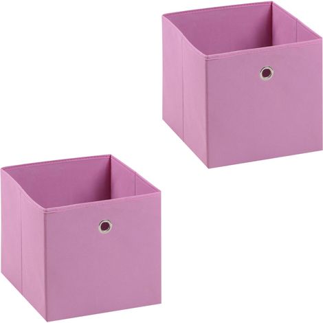 Lot de 2 boîtes de rangement ELA, en tissu rose