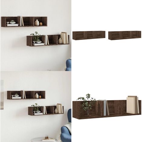 Wandschränke 2 Stk. Eichen-Optik 75x18x16,5 cm Holzwerkstoff - Wandregal - Regal - Holzwandregal - Hängeschrank - Eiche Möbel - Home & Living (1/5)