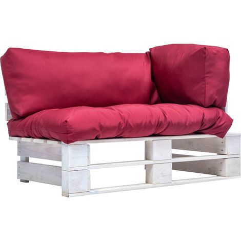 Garten-Palettensofa mit Kissen in Rot Kiefernholz vidaXL (1/4)