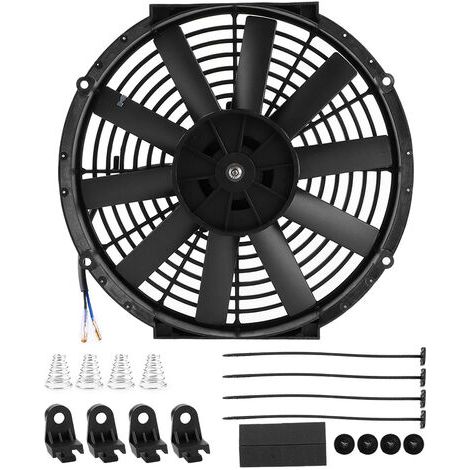 Ventilador de radiador de 12 pulgadas para coche, de empuje/tracción, para refrigeración del compartimento del motor, con kit de montaje, piezas modificadas automáticamente. (1/5)