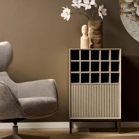 Minibar salon bois sable 1 porte 1 casier CORTINA