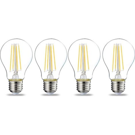 Lot de 2 ampoules LED à filament transparent, culot Edison E27, 7W (équivalent 60W), lumière blanc chaud, non variable (1/3)