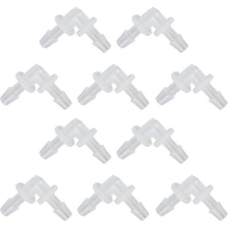 10 Pièces Raccord Coude 90 Degrés pour Tuyau en Plastique, Connexion en L de 4.8mm, Adaptateur Diamètre Égal (1/4)