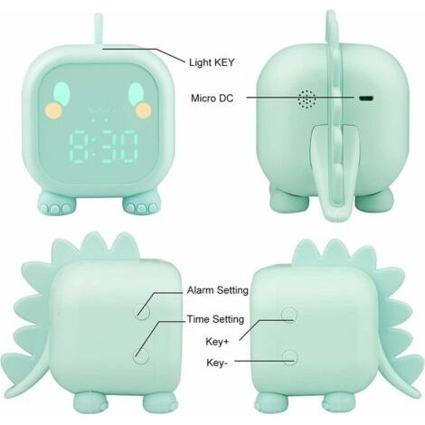 Sveglia Digitale Bambini Dinosauri Luminosi - Lampada Notturna con Timer e Volume Regolabile (1/4)