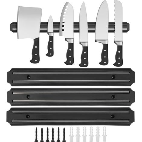 3 Pieces Porte Couteaux Aimanté Cuisine, 33cm Barre à Couteaux Aimantée (1/4)