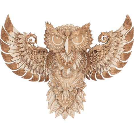 Décoration hibou en bois, hibou suspendu en bois, ornement hibou en bois pour la maison-21x16cm