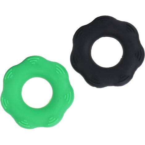 2 Pièces Poignée de Force en Silicone Élastique 50lb pour Hommes et Femmes, Renforceur de Prise et de Doigts (Vert Foncé + Noir) (1/5)