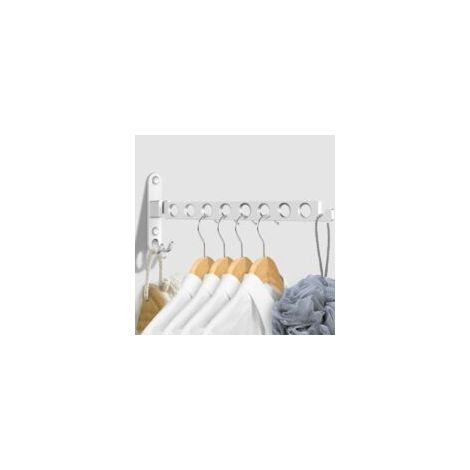 Gancho de pared plegable Crezuo para balcón, baño y lavadero (plateado, 8 agujeros)