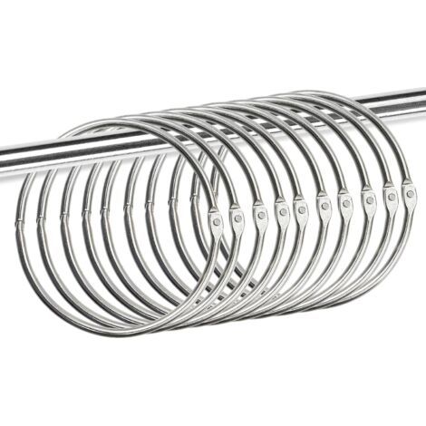 10 Stück 50 mm große, vielseitig verwendbare Metall-Schlüsselanhänger mit Schnellverschluss und Haken für Duschvorhang, Handtuch, Kleidung, Badetuch, silberfarben