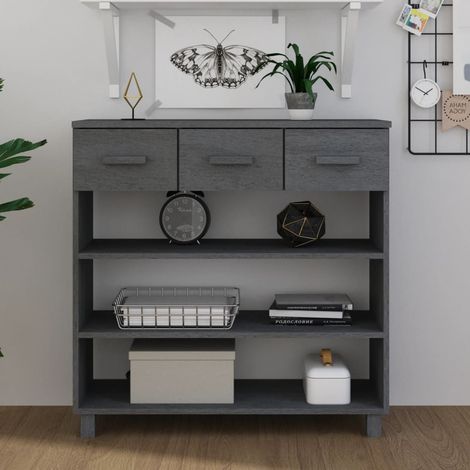 Table console,Table d'entrée HAMAR Gris foncé 90x35x90 cm Bois massif de pin ASD71502 (1/5)