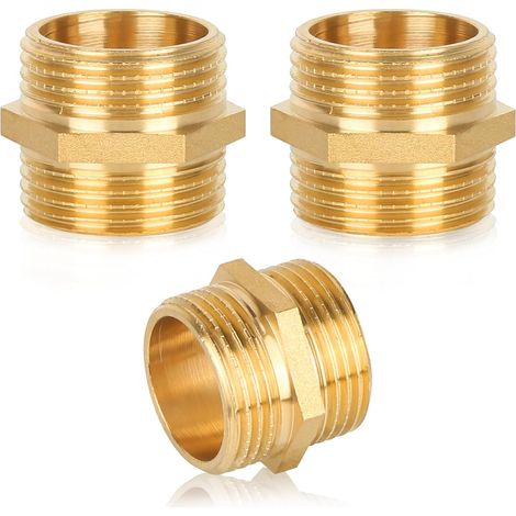 3pcs Raccord Laiton, 1" en Filetage ExtéRieur Double Mamelon Hexagonal, pour Climatisation, Raccords de Tuyaux, Haute Pression (1/5)