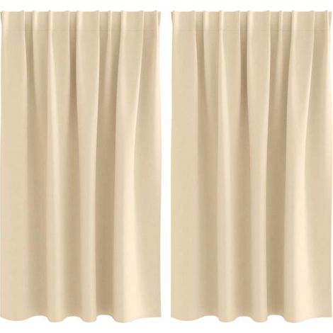 Rideaux occultants, avec anneaux de suspension, ensemble de deux pièces, beige, 140 x 140 cm