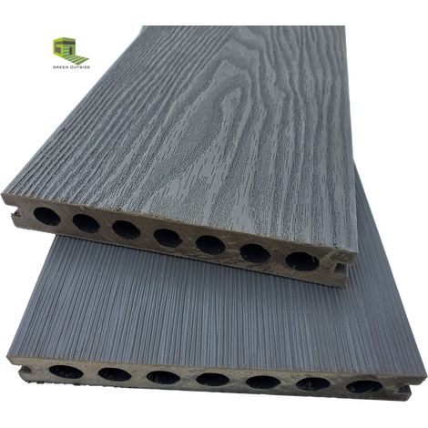 Green Outside – Lame de terrasse composite co-extrudée anti-dérapante 2600x150x23mm – Protection renforcée – Résistante aux UV et aux tâches – Installation facile