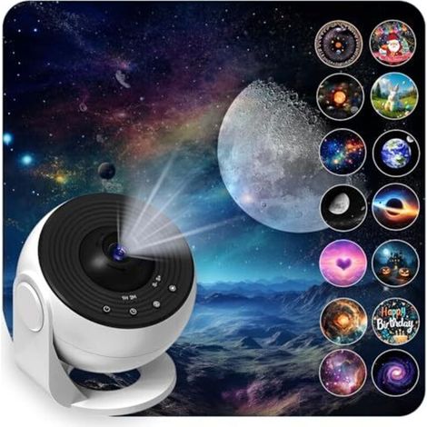 Projecteur de ciel étoilé amélioré, lampe projecteur de planétarium pour la maison, enfants et adultes avec 14 disques de planètes, projecteur de galaxie Lune/Halloween/anniversaire, (1/4)