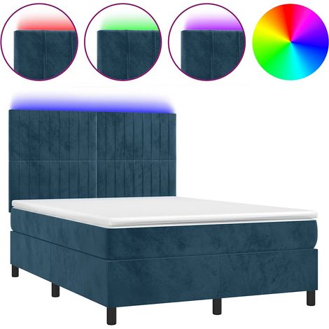 Maison Exclusive - Boxspringbett mit Matratze & LED Dunkelblau 14