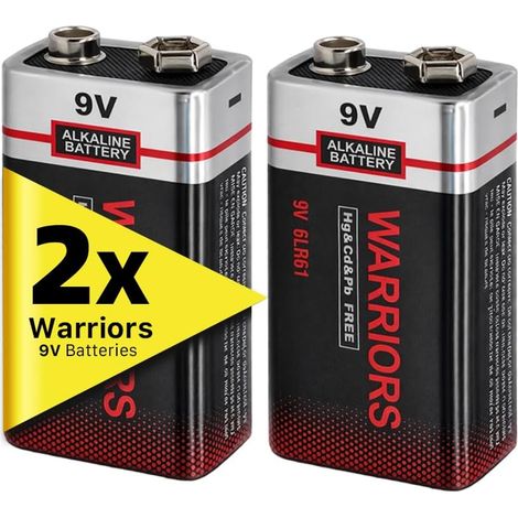 2X Pile 9V Alcaline 6LR61, Longue Durée  Pour détecteurs de fumée, alarmes CO, télécommandes, jouets, multimètres, horloges et appareils ménagers (1/5)