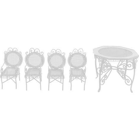 5-teiliges Mini-Gartenmöbelset für Puppenhäuser, dekorativer Miniaturtisch und Stühle für den Außenbereich (1/5)
