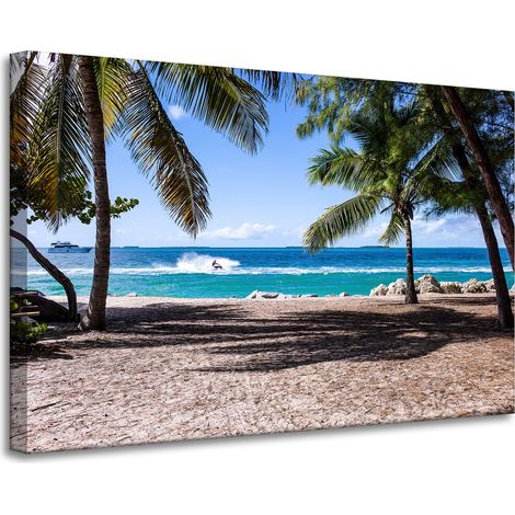 Leinwanddruck Naturmotiv: Ozean und Palmen, 90 x 60 cm