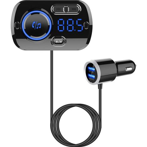 Transmetteur FM Bluetooth 5.0 Adaptateur Bluetooth Voiture Kit émetteur FM Voiture Chargeur avec Ports QC3.0 &5V/2.4A,Appel Main Libre,Support Siri,TF/SD Card Port (1/3)