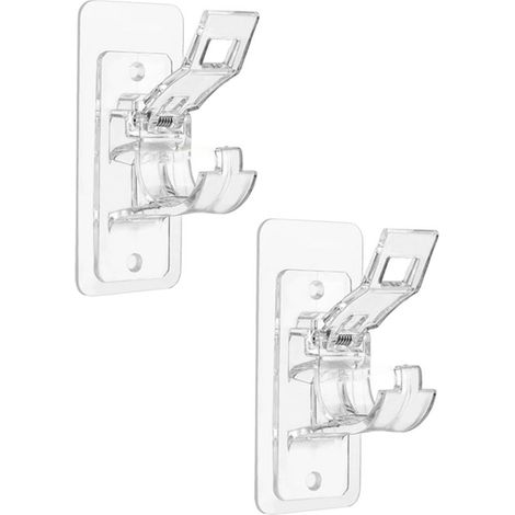 Juego de 4 soportes para barra de cortina, autoadhesivos, no requieren taladrar, de plástico resistente, 3 cm de diámetro, para baño y sala de estar. (1/5)