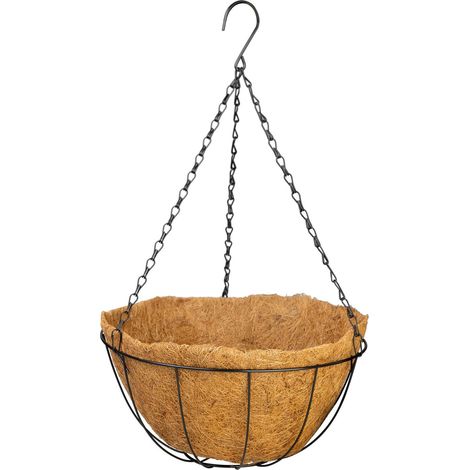 Aufhänger Strend Pro, Halter für Blumentopf, Stahl/Kokos, hängend, mit Kette und Haken, 35 cm