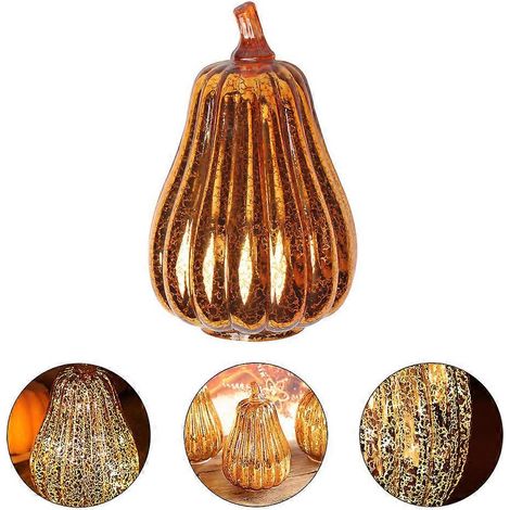Lanterne citrouille compatible avec la décoration de fête, 1 lampe citrouille dorée (1/5)