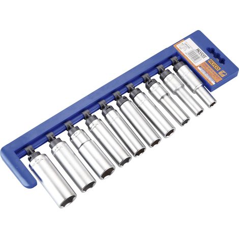 JUEGO 10 VASOS 1/2" LARGOS 10-22 MM