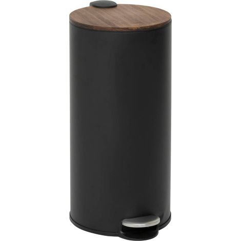 Pattumiera modern color con pedale 30l nero e acacia 29,2x37,7x59,5 cm - 5five