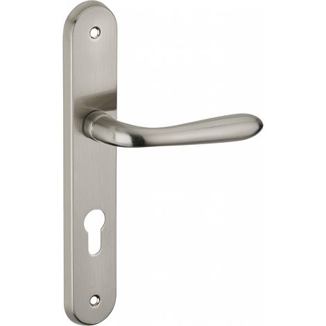 THIRARD - Ensemble de poignées pour porte d'entrée Athena à cylindre, carré 7mm, entr'axes 195mm, nickelé brossé - THIRARD (1/2)