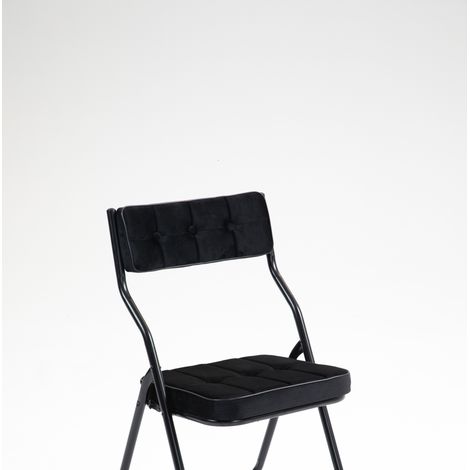 Sillas plegables acolchadas 2 unidades de acero negro (1/5)