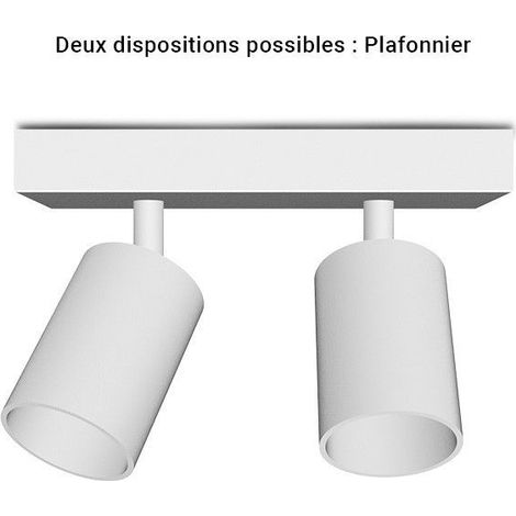 Applique orientable 2 spots blanche GU10 x2 Miidex Lighting® (1/5)