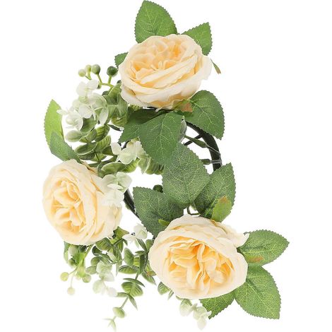 Lot de 5 anneaux de bougies en forme de rose artificielle pour centre de table floral lors d'un mariage ou d'un événement. (1/5)