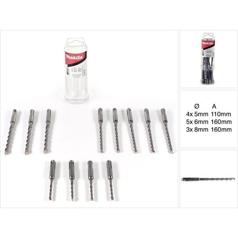 Makita HM Bohrer-Set V-PLUSNr. 5 4x Ø 5 x 110 mm, 5x Ø 6 x 160 mm und 3x Ø 8 x 160 mm, SDS-plus (1/5)