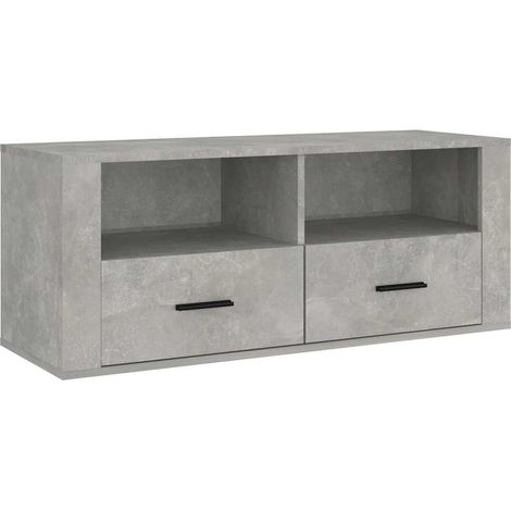 Meuble TV, Étagère TV, Meuble de Salon, Gris béton 100x35x40 cm Bois d'ingénierie OIB3909E (1/5)