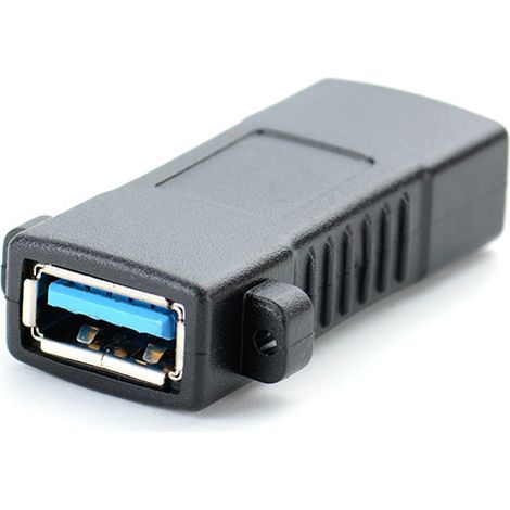 Straight female-to-female USB 3.0 connector with earpiece female-to-female USB-A adapter with screw hole for mounting. (1/5)