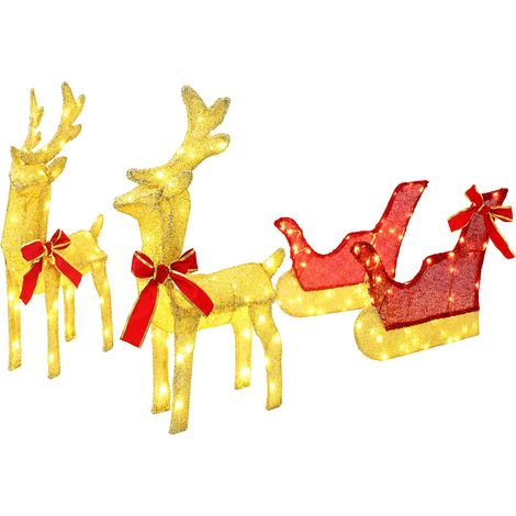 3D-Weihnachtsrentier mit Schlitten LOVIISA 3 stk. 160 LEDs vidaXL (1/5)