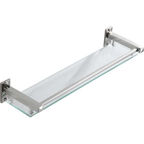 40cm Étagères de Salle de Bain Étagère de Douche en Verre Étagère Murale Rangement Douche avec Tablette, Verre Trempé Rectangulaire (1/5)