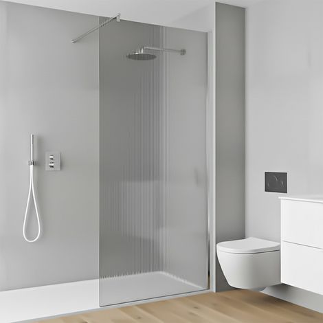 Box doccia walk-in 140cm in vetro temperato cannettato e profilo cromo Klug