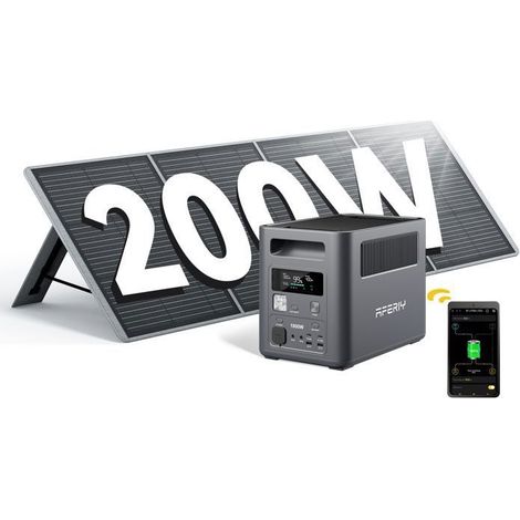 Tragbares Stromaggregat - AFERIY - AF-P180 - 1024Wh LiFePO4 - 1800W - Solarpanel 200W