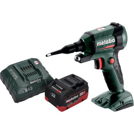 Pistola di soffiaggio a batteria Metabo BP 18 LTX BL 18 V brushless + 1x batteria LiHD 5,5 Ah + caricabatterie