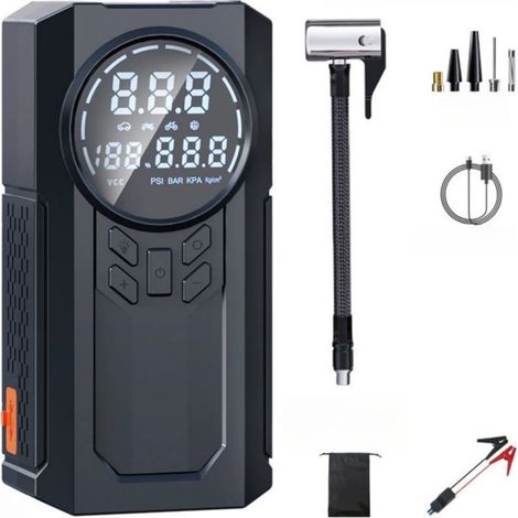 Tragbarer Starthilfe-Booster mit Luftkompressor, 8000-mAh-Auto-Starthilfeakku, 150-PSI-Reifenfüller, 12-V-Batterieverstärker mit LED-Anzeige (1/5)