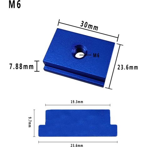 Modification à faire soi-même d'un rail de guidage de scie circulaire électrique inversé de type 30 avec poignée de poussée et limiteur de barre de guidage, en alliage d'aluminium, curseur bleu M6