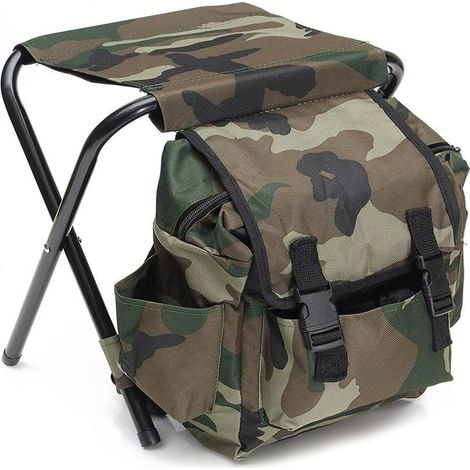 Chaise pliable sac à dos camouflage, fauteuil de camping avec sac intégré, ultra-léger et multifonction, chaise de pêche portable, pack isotherme imperméable chaud-froid, pliage facile pour randonnée (1/5)