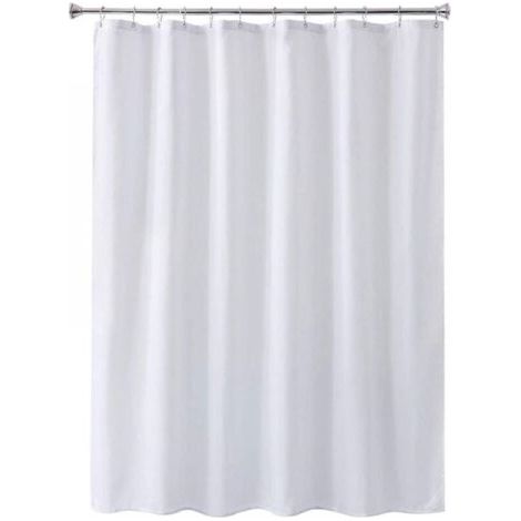 1PC 80X180CM,Blanc,Rideau de Douche Blanc imperméable et Anti-moisissure Rideaux de Salle de Bain avec œillets et Crochets Anti-Rouille (1/4)