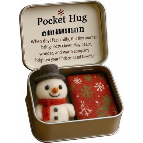 Boîte En Fer Blanc De Noël - Boîte De Rangement Festive Avec Jouet En Peluche - Idéal Pour Calendrier De L'Avent Et Chaussettes De Noël - 1 Pièce (1/2)